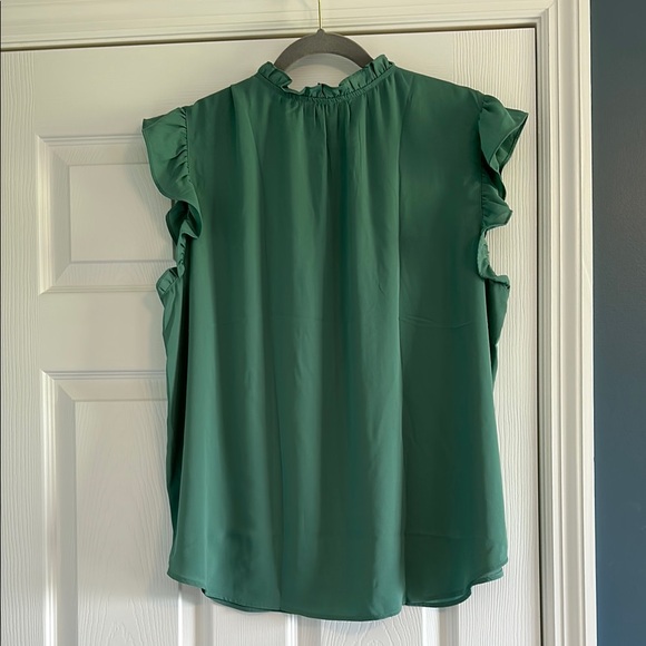 NWT LOFT Teal Sleeveless Ruffled Blouse - Picture 2 of 2